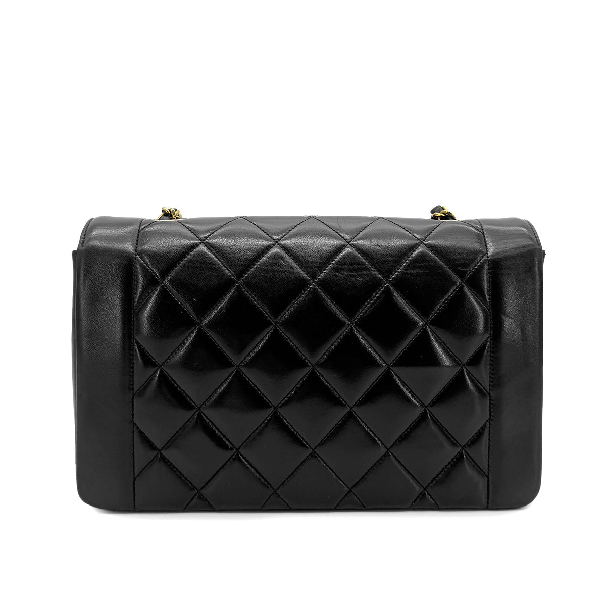 Luxury Promise Japan CHANEL VINTAGE DIANA MEDIUM CHAIN SHOULDER BAG BLACK LAMB SKIN 90268321