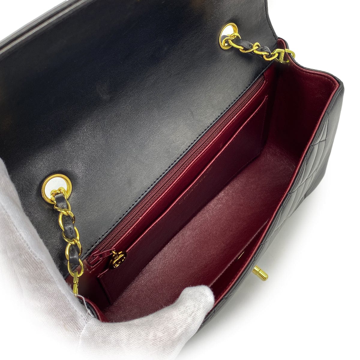 Luxury Promise Japan CHANEL VINTAGE DIANA MEDIUM CHAIN SHOULDER BAG BLACK LAMB SKIN 90268861