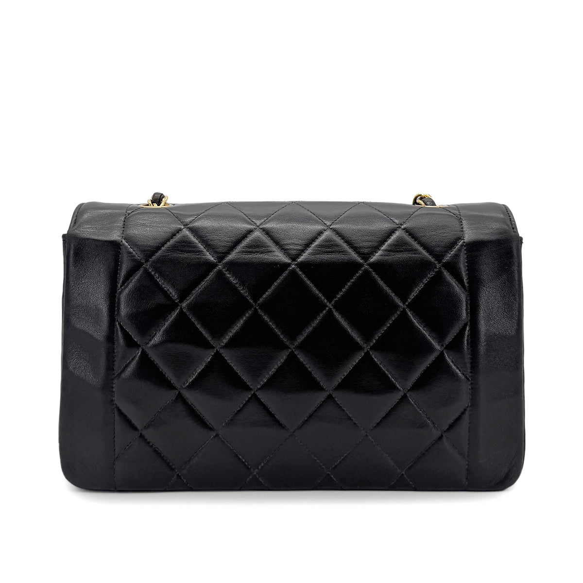 Luxury Promise Japan CHANEL VINTAGE DIANA MEDIUM CHAIN SHOULDER BAG BLACK LAMB SKIN 90269074