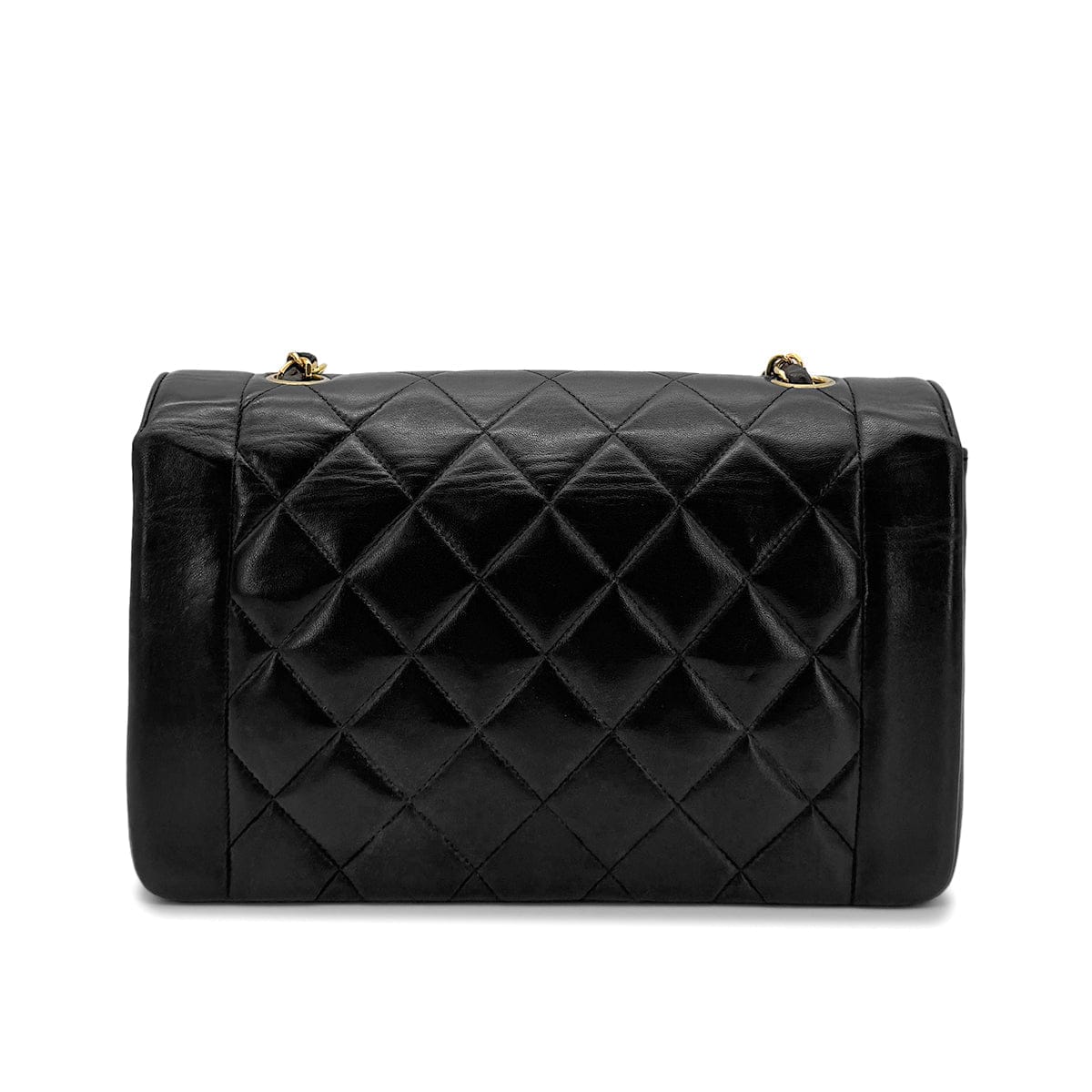 Luxury Promise Japan CHANEL VINTAGE DIANA MEDIUM CHAIN SHOULDER BAG BLACK LAMB SKIN 90272490