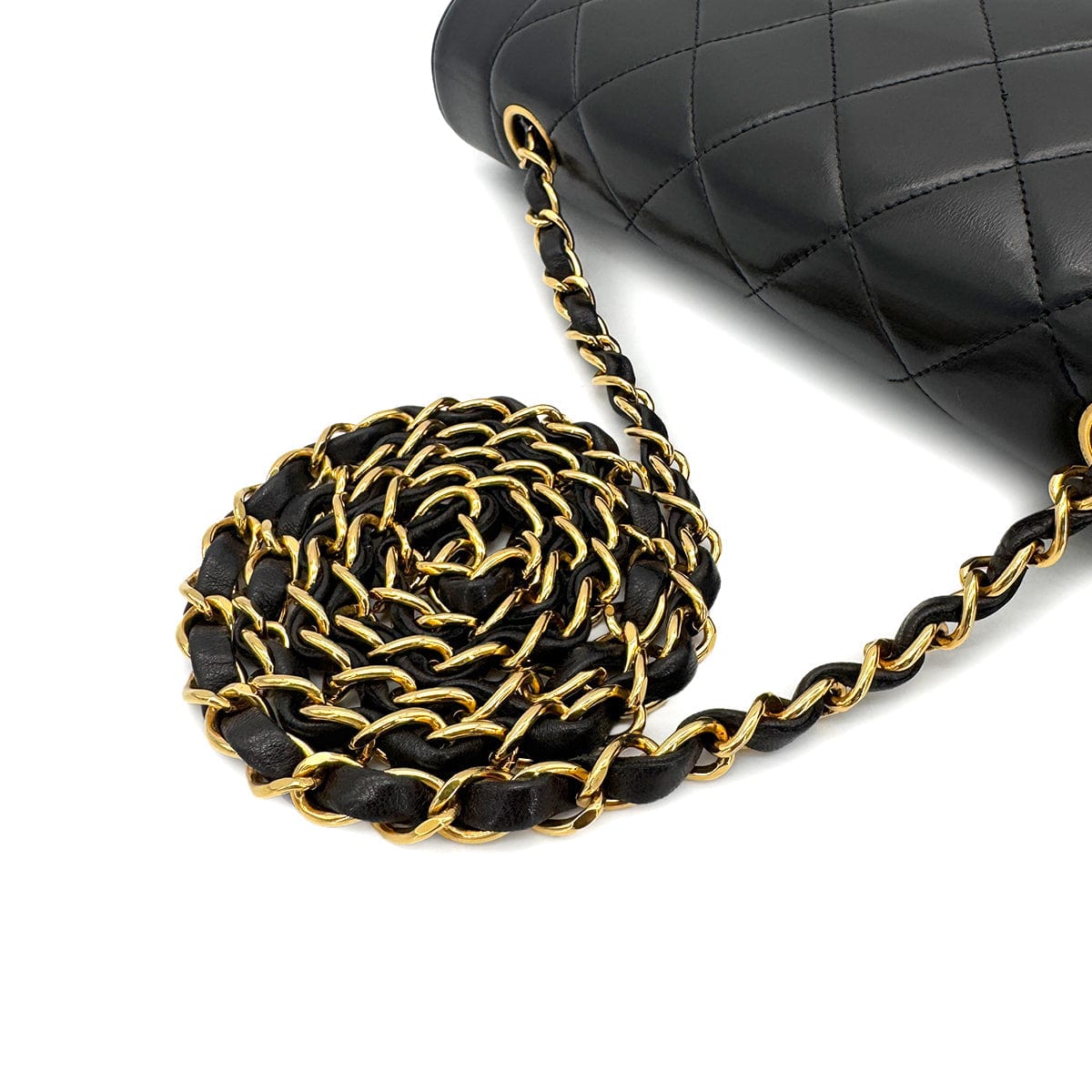 Luxury Promise Japan CHANEL VINTAGE DIANA MEDIUM CHAIN SHOULDER BAG BLACK LAMB SKIN 90272514