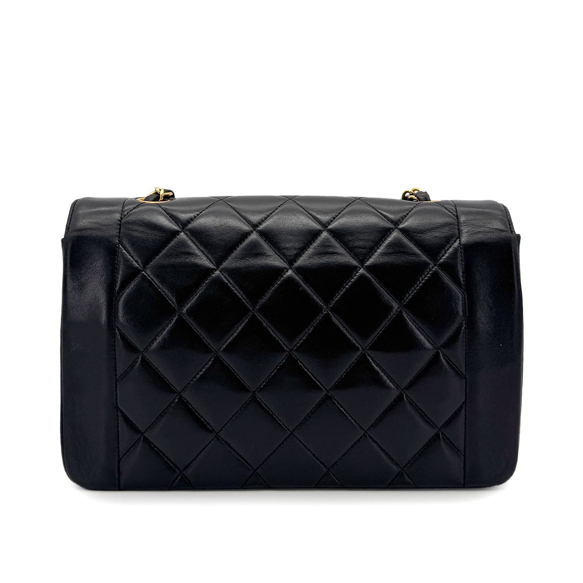 Luxury Promise Japan CHANEL VINTAGE DIANA MEDIUM CHAIN SHOULDER BAG BLACK LAMB SKIN 90272514