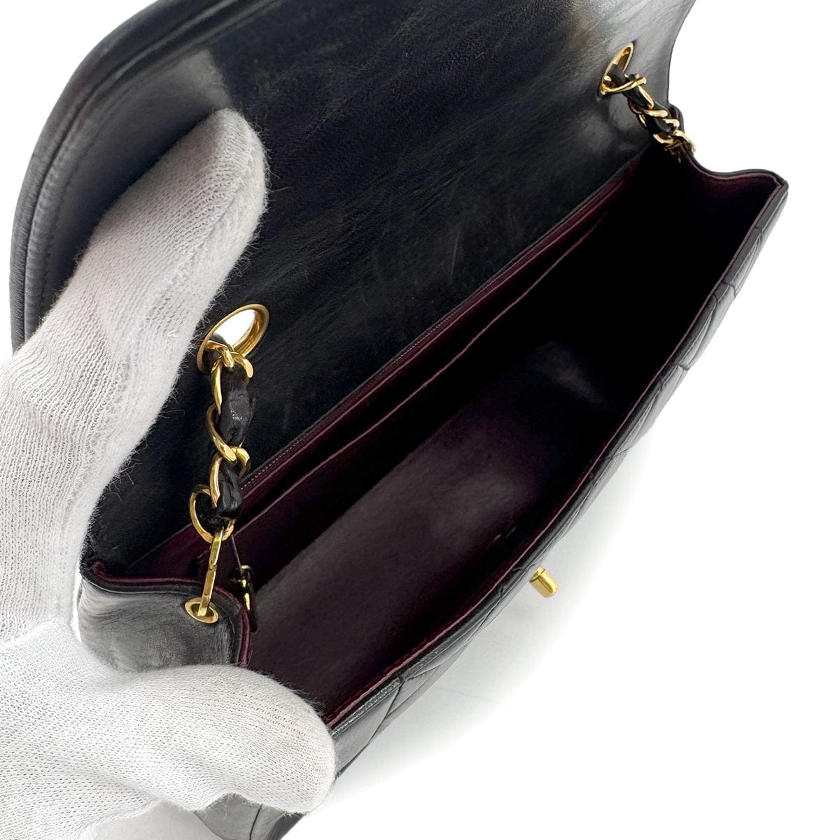 Luxury Promise Japan CHANEL VINTAGE DIANA MEDIUM CHAIN SHOULDER BAG BLACK LAMB SKIN 90272514