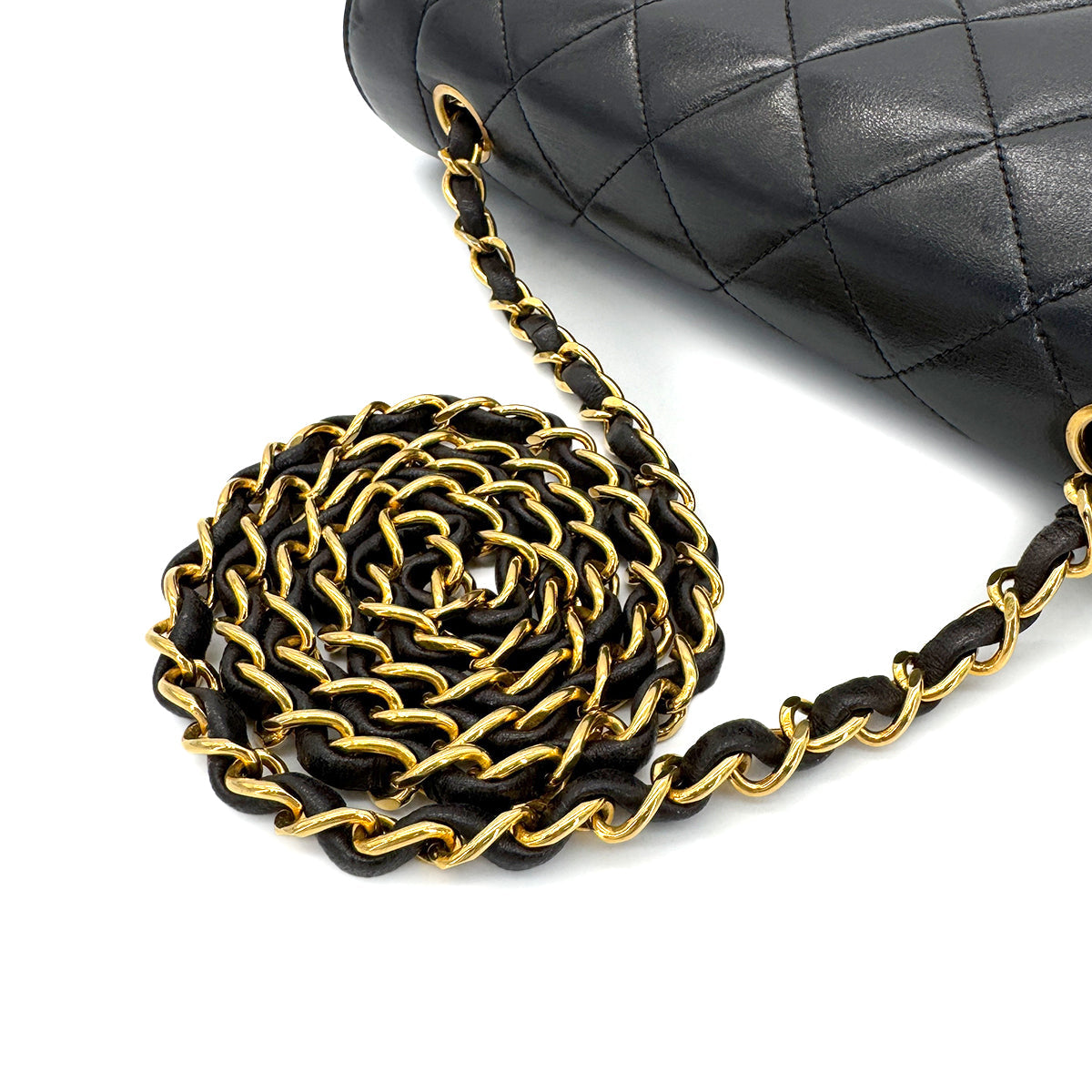Luxury Promise Japan CHANEL VINTAGE DIANA MEDIUM CHAIN SHOULDER BAG BLACK LAMB SKIN 90279721