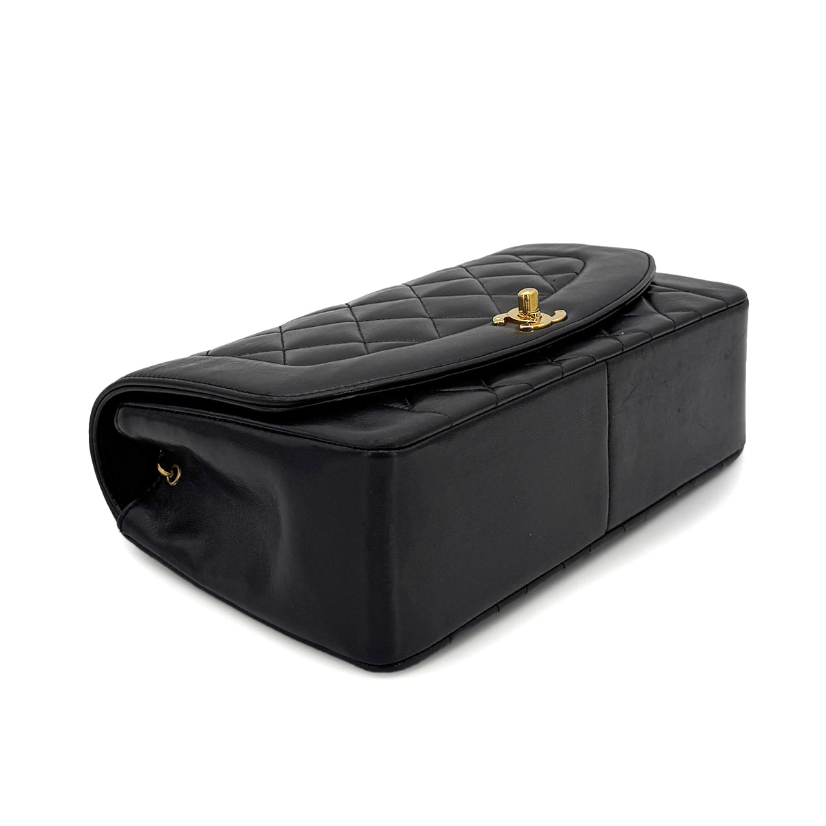 Luxury Promise Japan CHANEL VINTAGE DIANA MEDIUM CHAIN SHOULDER BAG BLACK LAMB SKIN 90279721