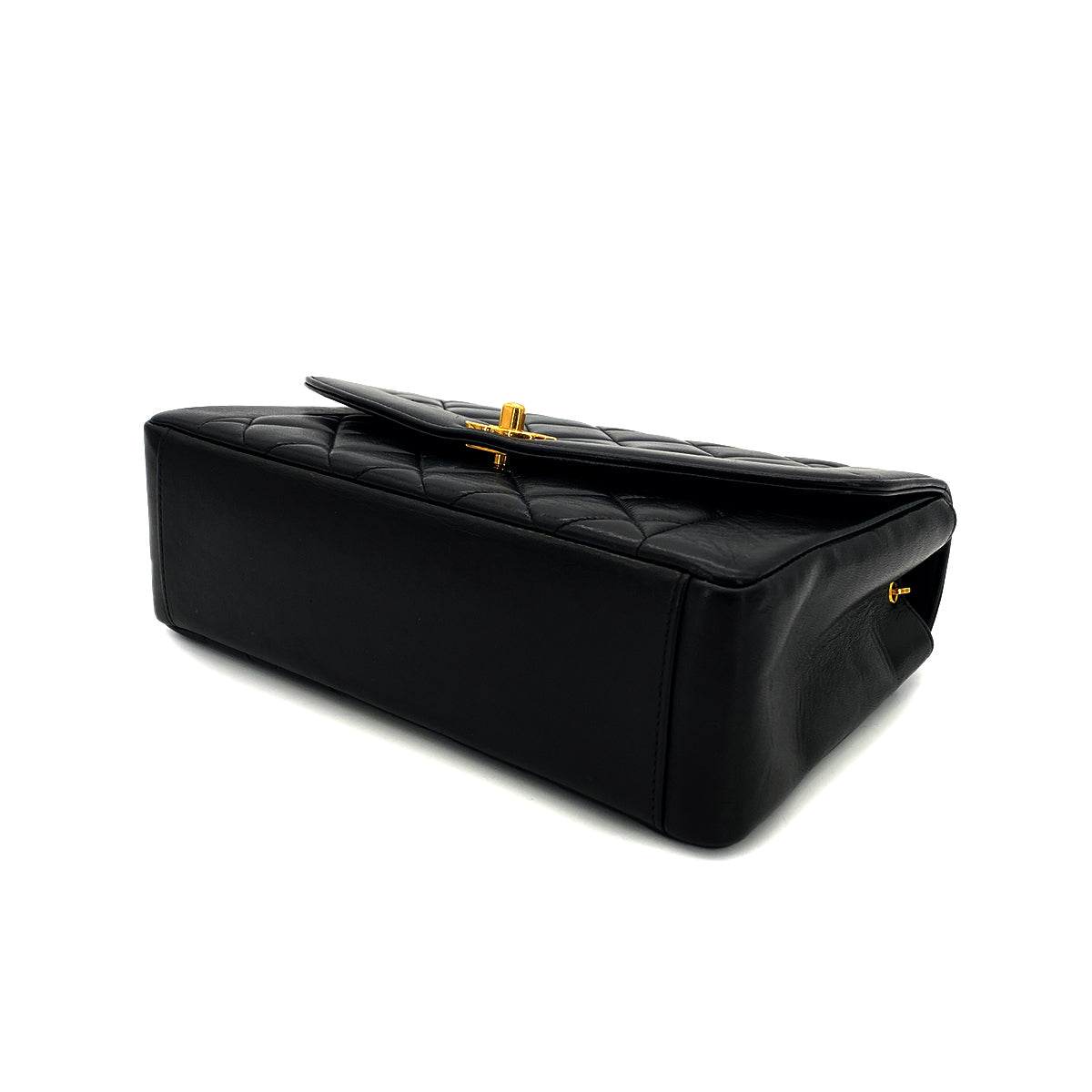 Luxury Promise Japan CHANEL VINTAGE DIANA MEDIUM CHAIN SHOULDER BAG BLACK LAMB SKIN 90287210