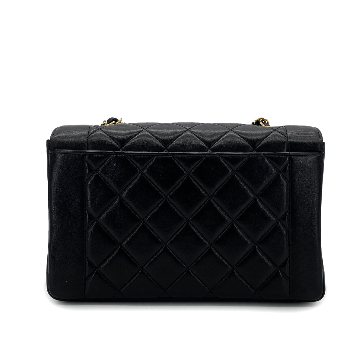 Luxury Promise Japan CHANEL VINTAGE DIANA MEDIUM CHAIN SHOULDER BAG BLACK LAMB SKIN 90287210