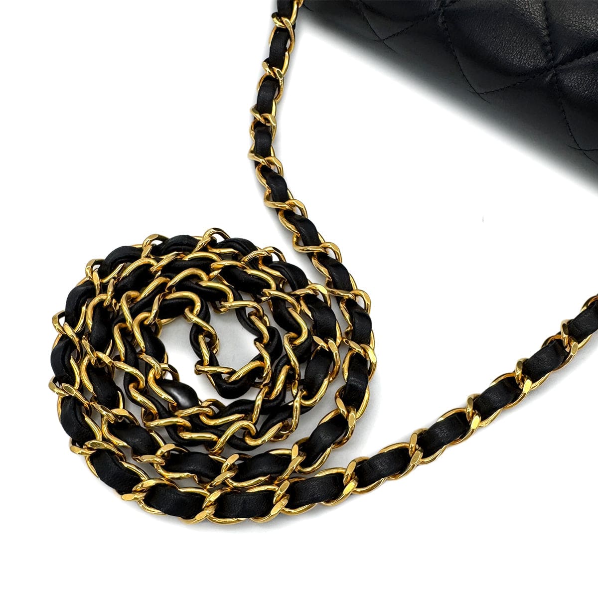 Luxury Promise Japan CHANEL VINTAGE DIANA MEDIUM CHAIN SHOULDER BAG BLACK LAMB SKIN 90292819