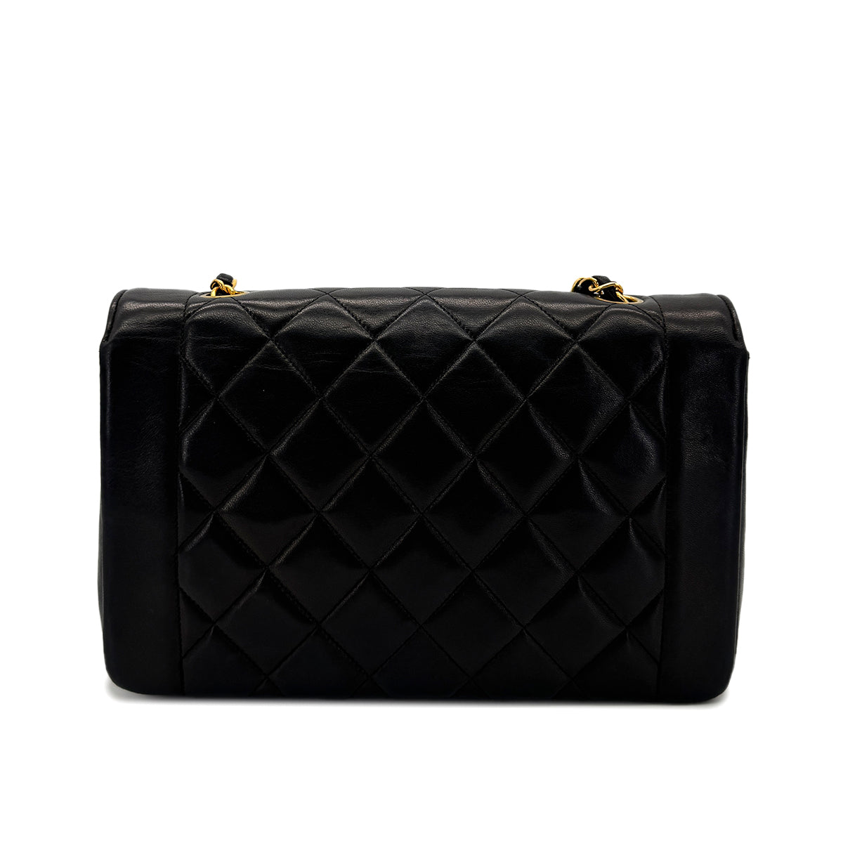 Luxury Promise Japan CHANEL VINTAGE DIANA MEDIUM CHAIN SHOULDER BAG BLACK LAMB SKIN 90292819