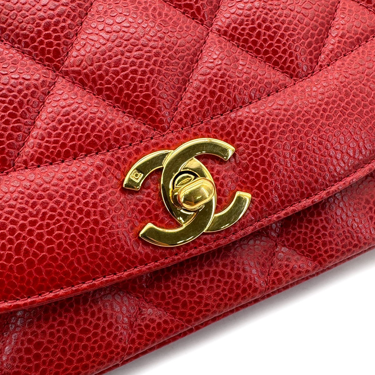 Luxury Promise Japan CHANEL VINTAGE DIANA MEDIUM CHAIN SHOULDER BAG RED CAVIAR SKIN 90298170