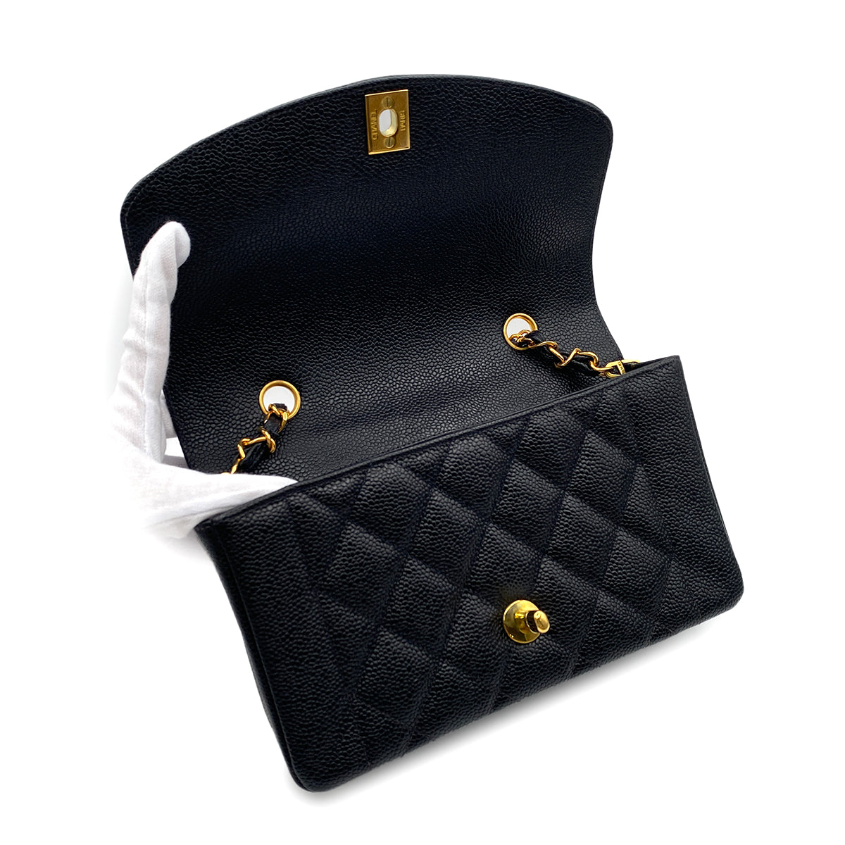 Luxury Promise Japan CHANEL VINTAGE DIANA SMALL CHAIN SHOULDER BAG BLACK CAVIAR SKIN 90190799