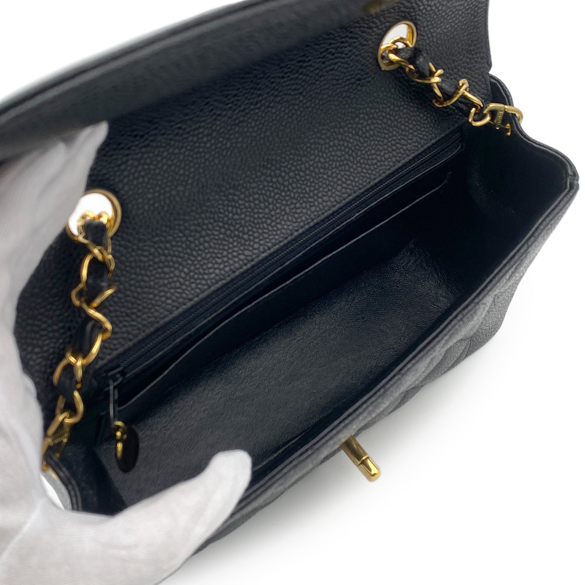 Luxury Promise Japan CHANEL VINTAGE DIANA SMALL CHAIN SHOULDER BAG BLACK CAVIAR SKIN 90213844