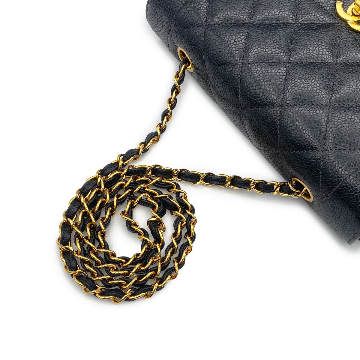 Luxury Promise Japan CHANEL VINTAGE DIANA SMALL CHAIN SHOULDER BAG BLACK CAVIAR SKIN 90213844