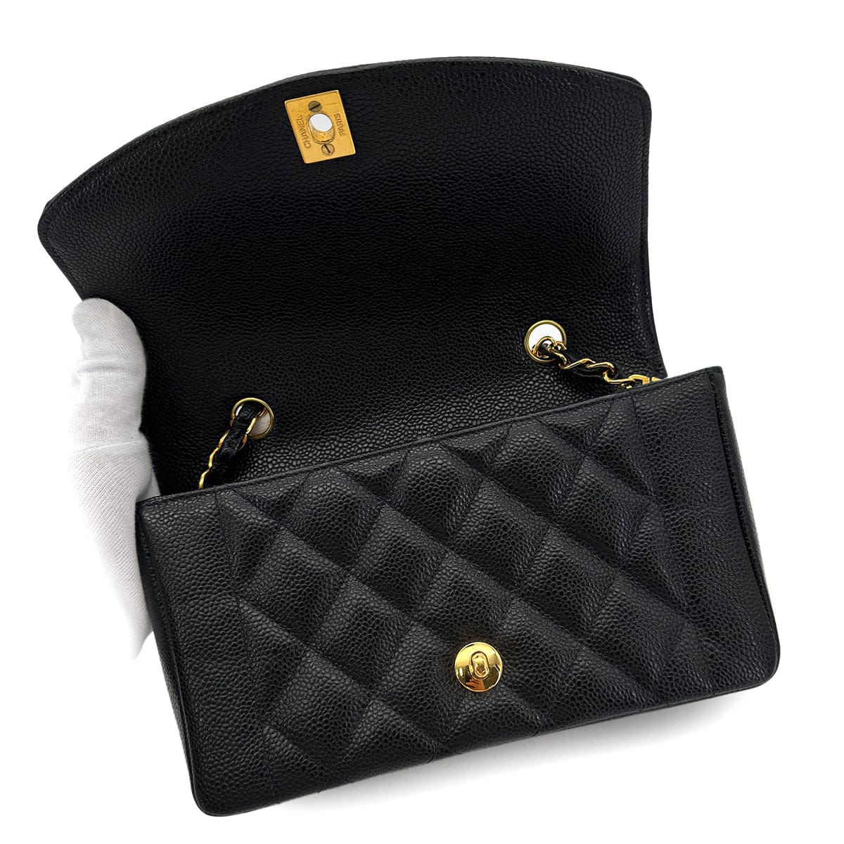 Luxury Promise Japan CHANEL VINTAGE DIANA SMALL CHAIN SHOULDER BAG BLACK CAVIAR SKIN 90292737