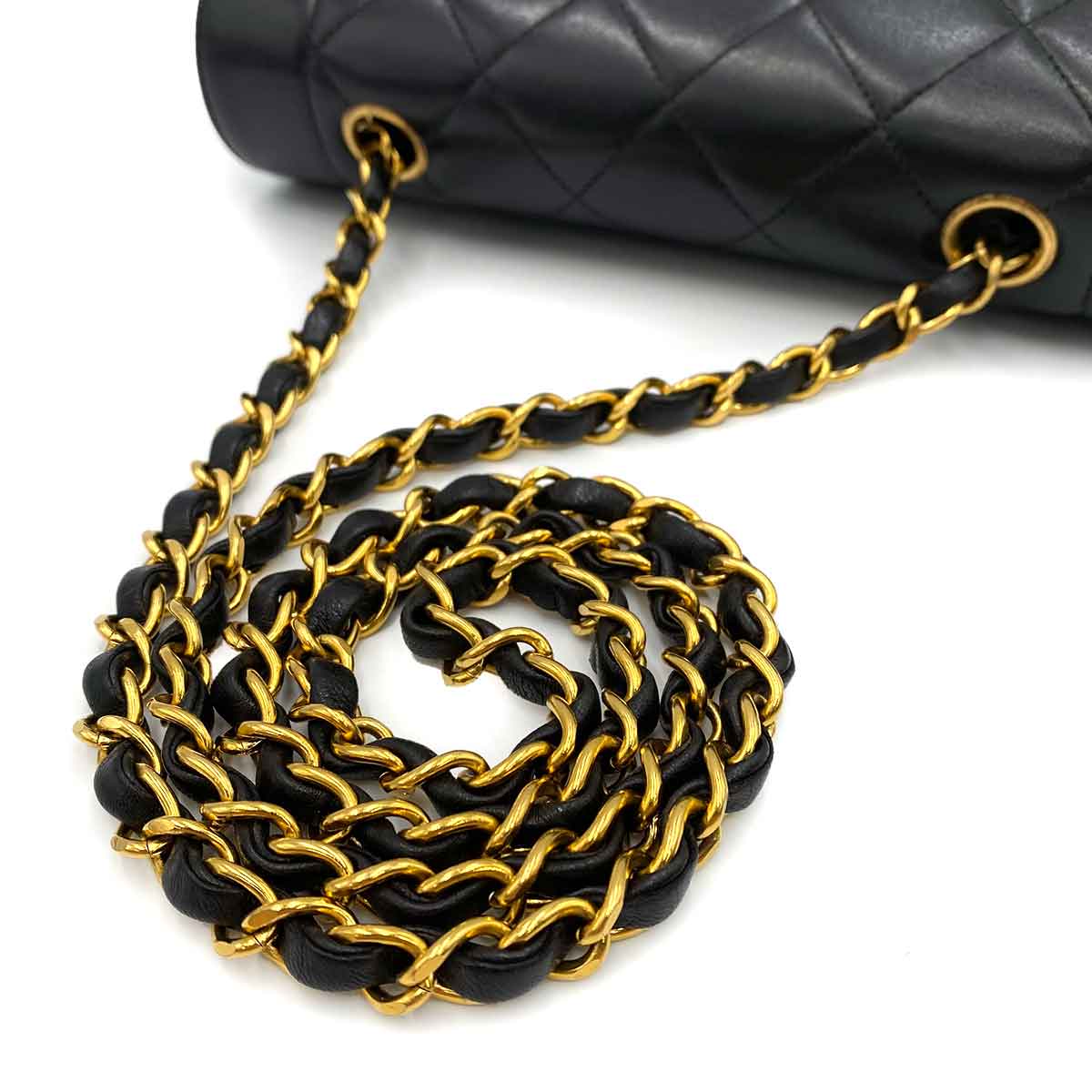 Luxury Promise Japan CHANEL VINTAGE DIANA SMALL CHAIN SHOULDER BAG BLACK LAMB SKIN 90238030