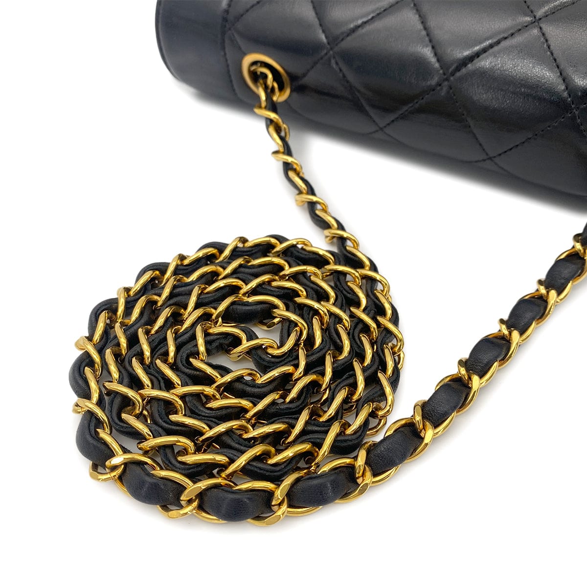 Luxury Promise Japan CHANEL VINTAGE DIANA SMALL CHAIN SHOULDER BAG BLACK LAMB SKIN 90264760