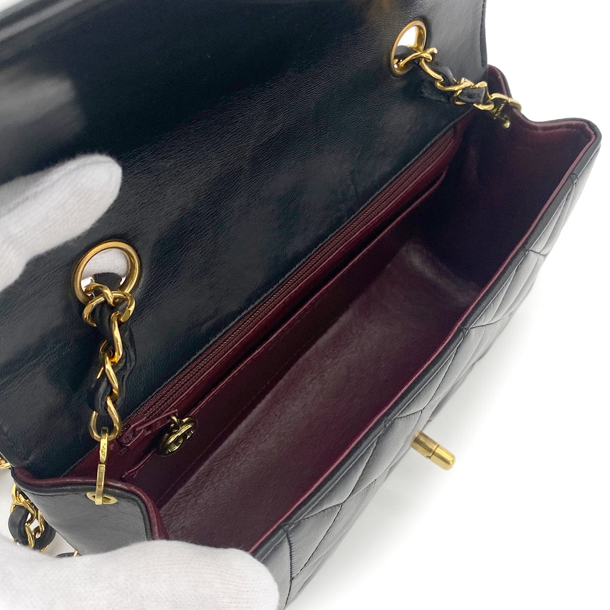 Luxury Promise Japan CHANEL VINTAGE DIANA SMALL CHAIN SHOULDER BAG BLACK LAMB SKIN 90264760