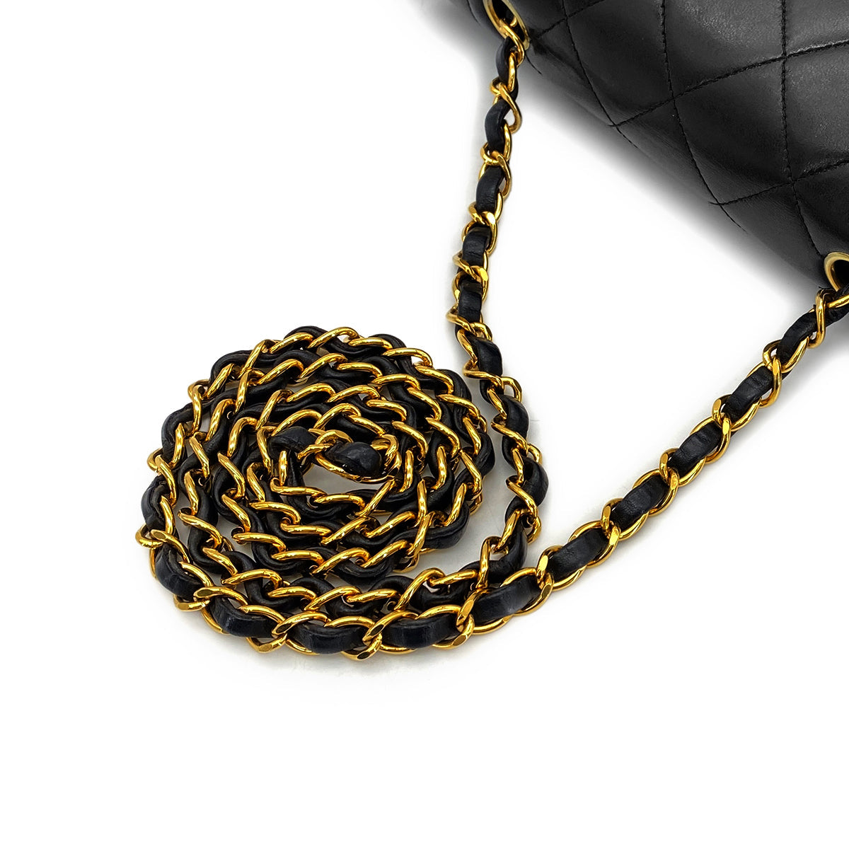 Luxury Promise Japan CHANEL VINTAGE DIANA SMALL CHAIN SHOULDER BAG BLACK LAMB SKIN 90268899