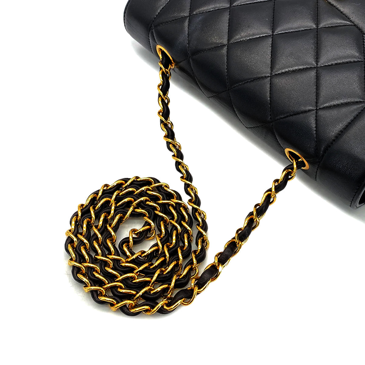 Luxury Promise Japan CHANEL VINTAGE DIANA SMALL CHAIN SHOULDER BAG BLACK LAMB SKIN 90269610