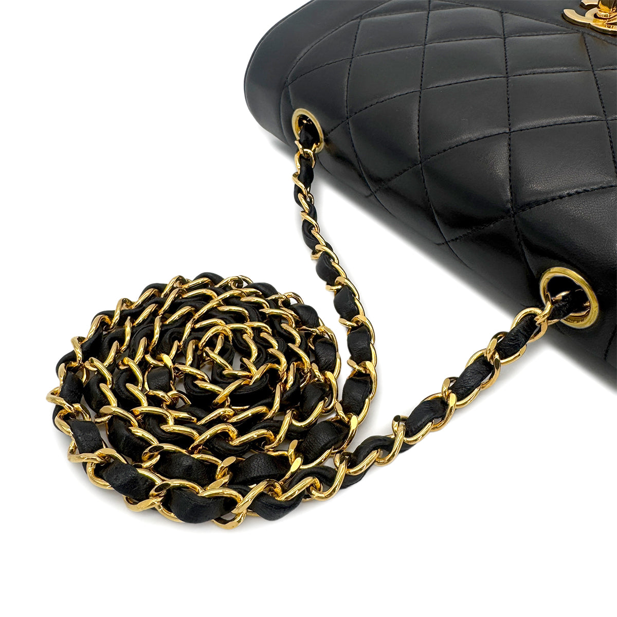 Luxury Promise Japan CHANEL VINTAGE DIANA SMALL CHAIN SHOULDER BAG BLACK LAMB SKIN 90270854