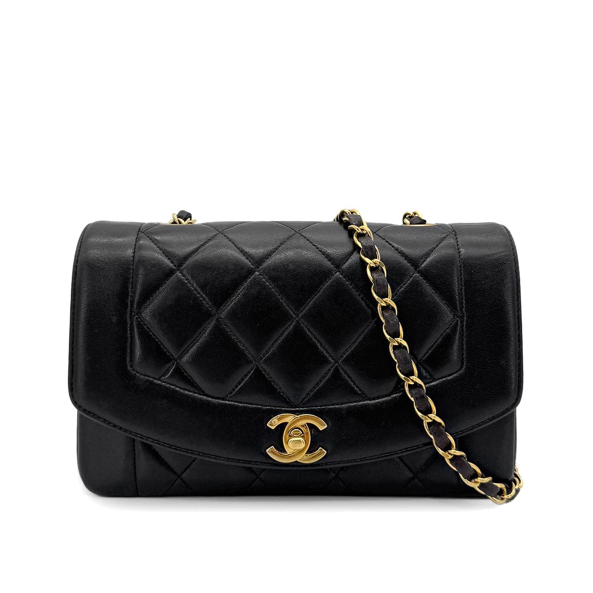 Luxury Promise Japan CHANEL VINTAGE DIANA SMALL CHAIN SHOULDER BAG BLACK LAMB SKIN 90270872