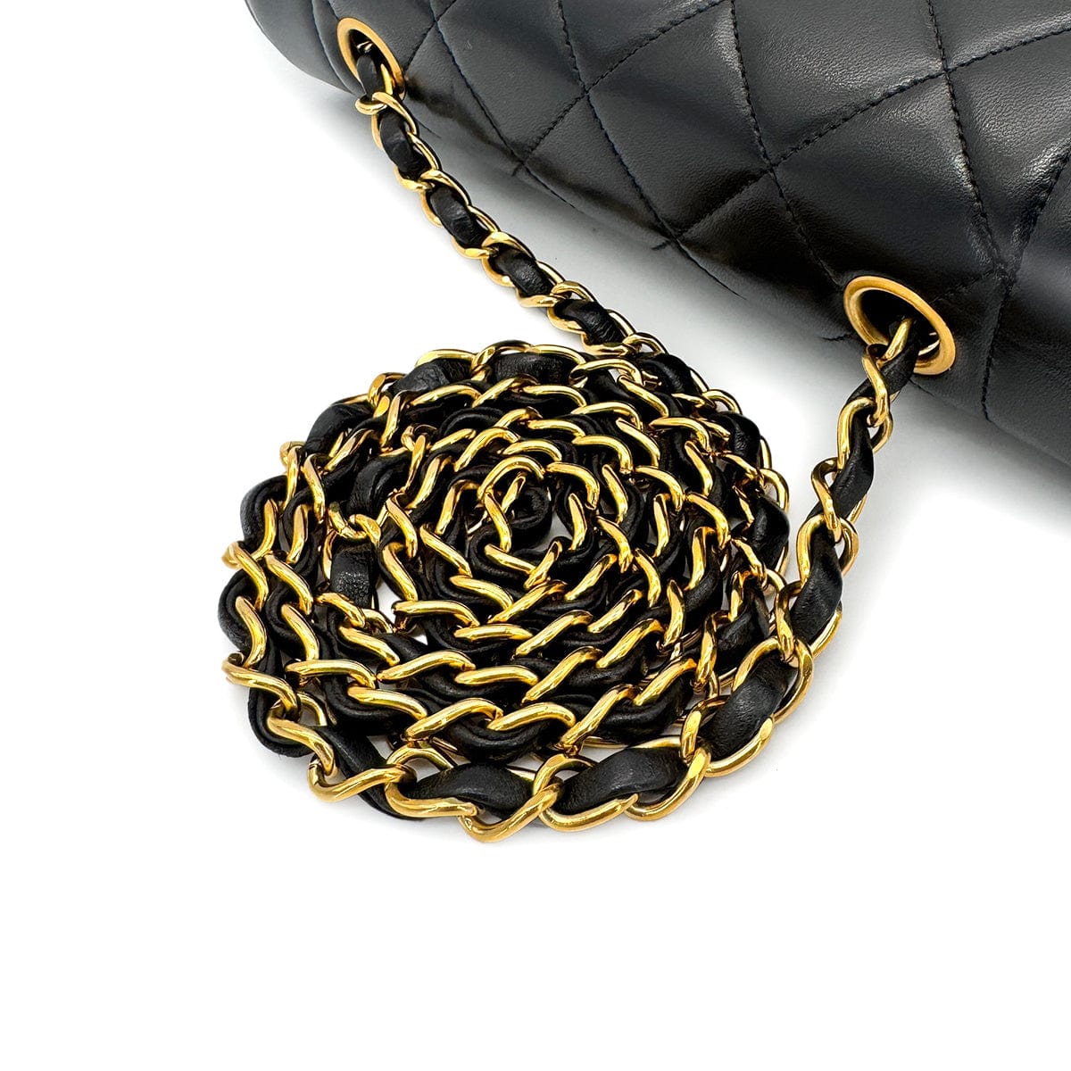 Luxury Promise Japan CHANEL VINTAGE DIANA SMALL CHAIN SHOULDER BAG BLACK LAMB SKIN 90276363