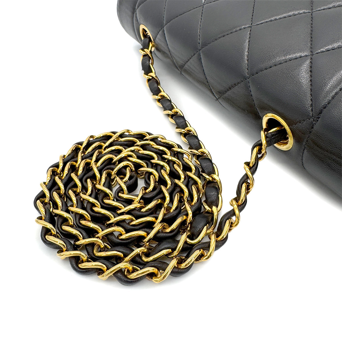 Luxury Promise Japan CHANEL VINTAGE DIANA SMALL CHAIN SHOULDER BAG BLACK LAMB SKIN 90279735