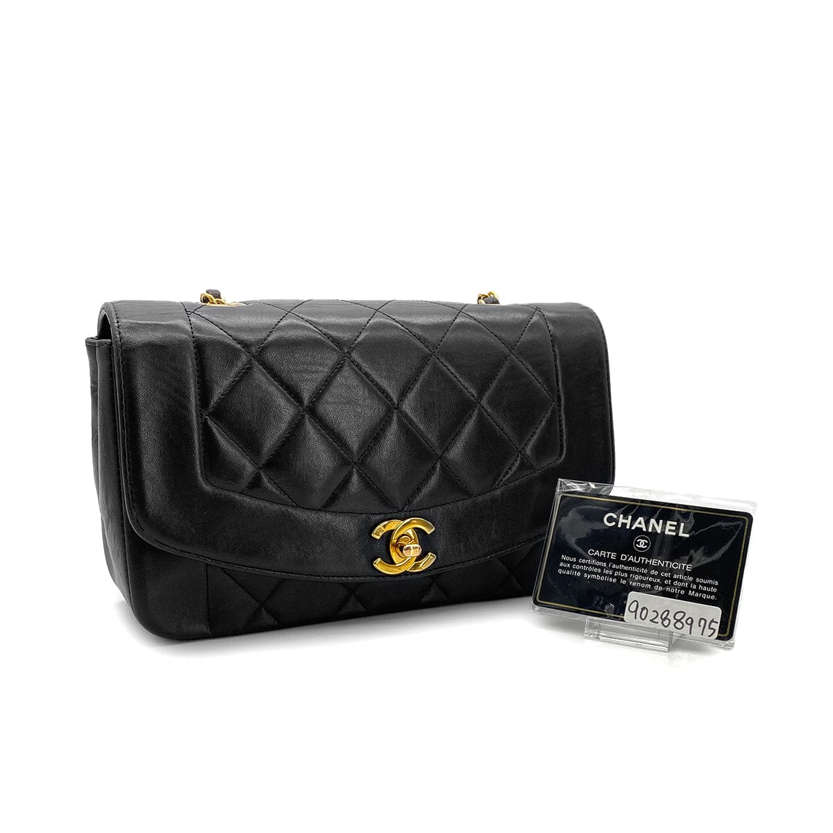 Luxury Promise Japan CHANEL VINTAGE DIANA SMALL CHAIN SHOULDER BAG BLACK LAMB SKIN 90288975