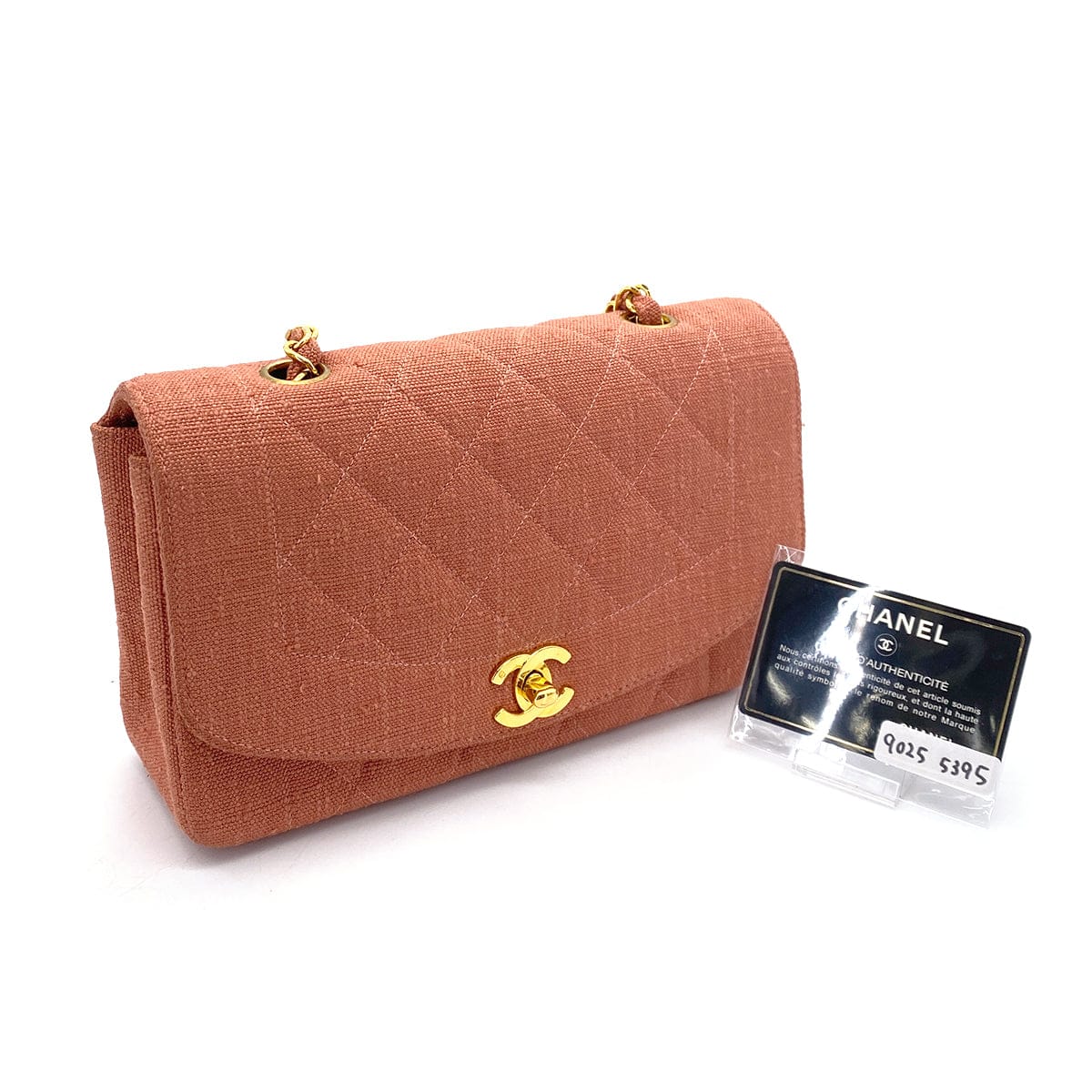 Luxury Promise Japan CHANEL VINTAGE DIANA SMALL CHAIN SHOULDER BAG PINK LINEN 90255395