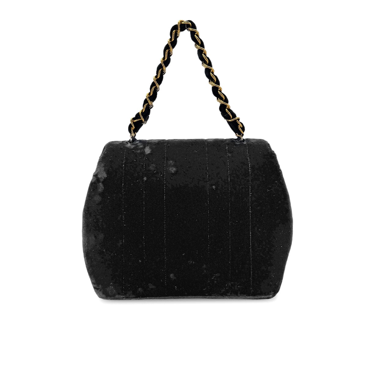Luxury Promise Japan CHANEL VINTAGE DOUBLE CHAIN HAND BAG BLACK VELOUR 90280646