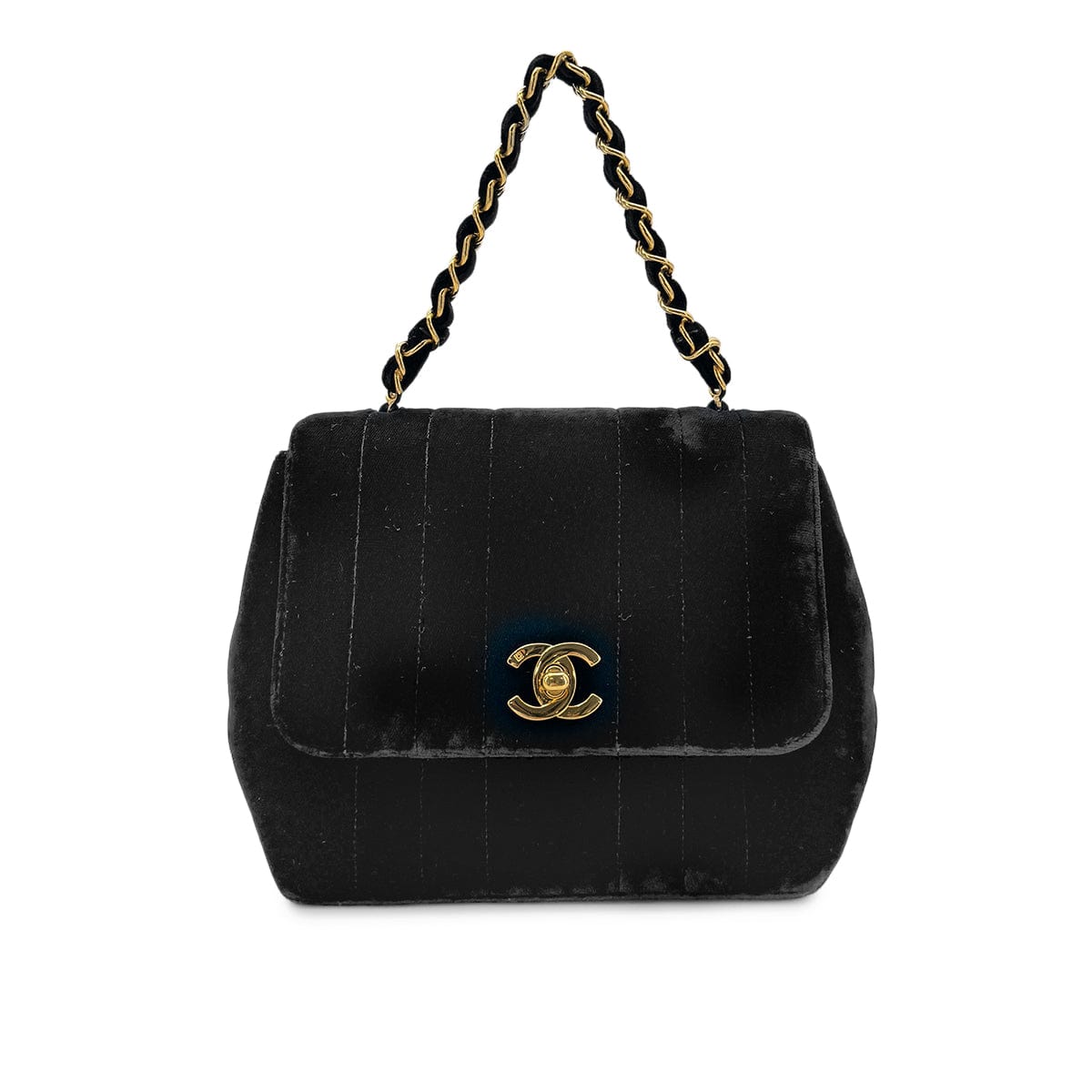 Luxury Promise Japan CHANEL VINTAGE DOUBLE CHAIN HAND BAG BLACK VELOUR 90280646