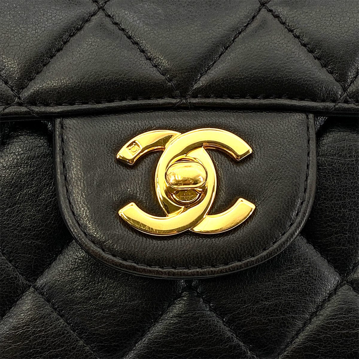 Luxury Promise Japan CHANEL VINTAGE DOUBLE FACE SHOULDER BAG BLACK LAMB SKIN 90259885