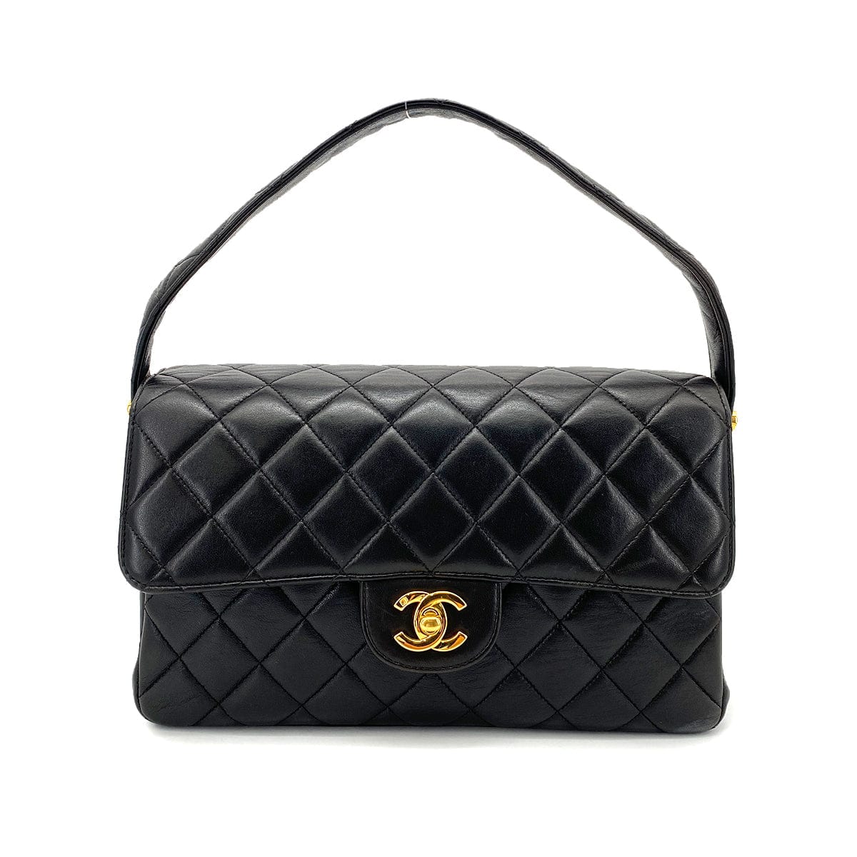 Luxury Promise Japan CHANEL VINTAGE DOUBLE FACE SHOULDER BAG BLACK LAMB SKIN 90259885