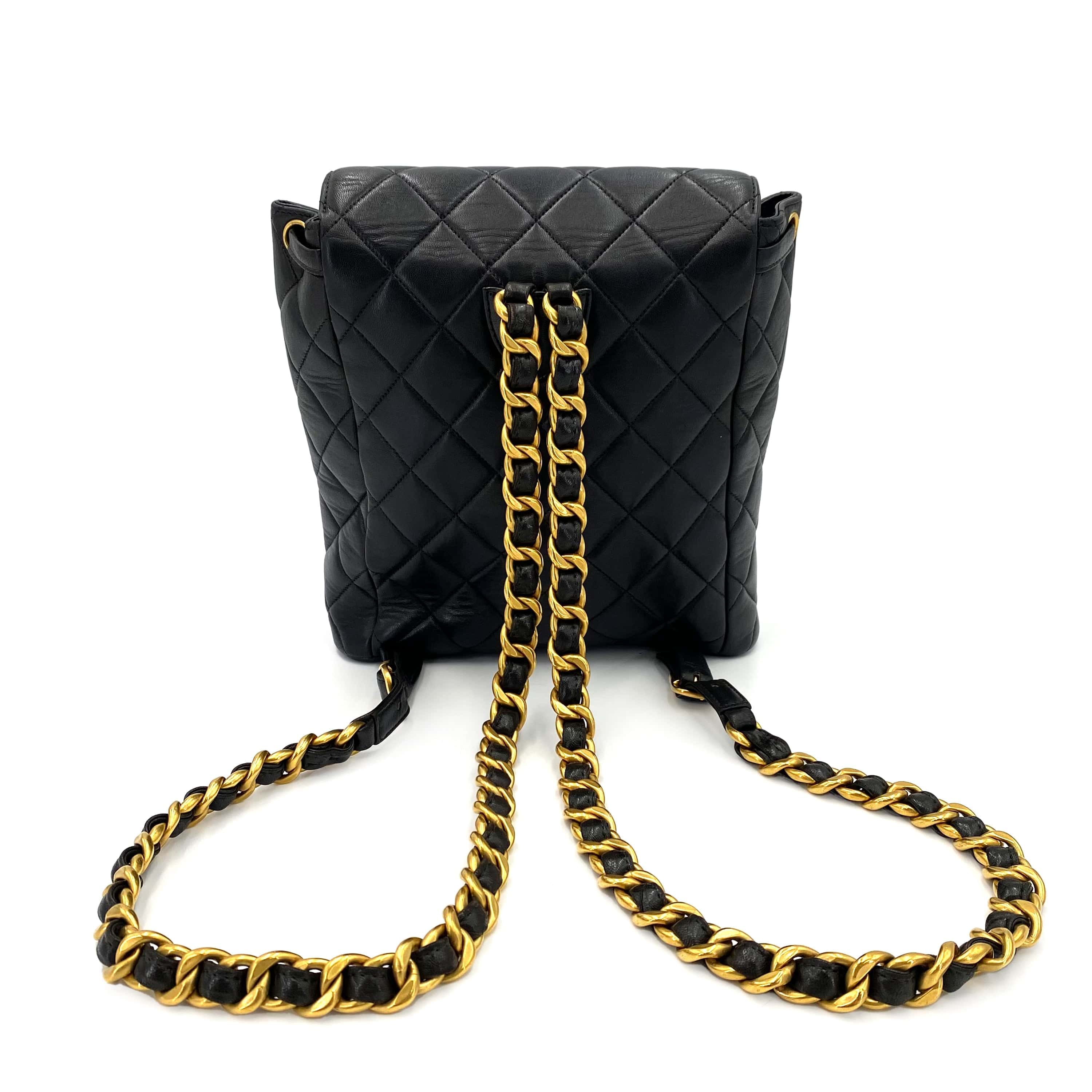 Luxury Promise Japan CHANEL VINTAGE DUMA CHAIN BACKPACK BLACK LAMB SKIN 90238998