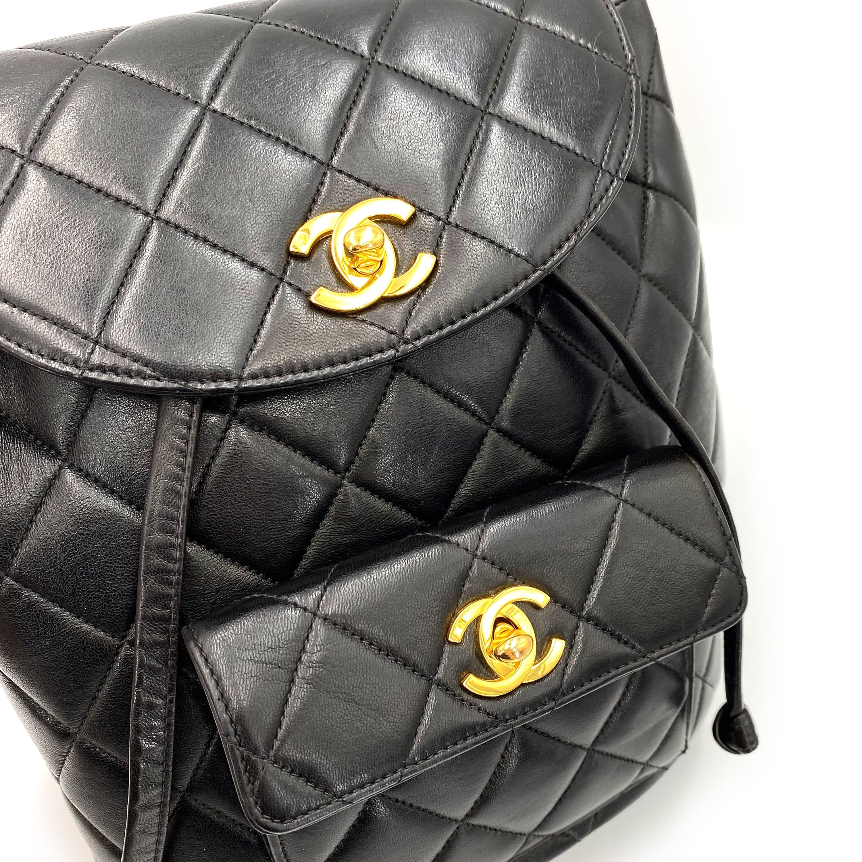 Luxury Promise Japan CHANEL VINTAGE DUMA CHAIN BACKPACK BLACK LAMB SKIN 90238998