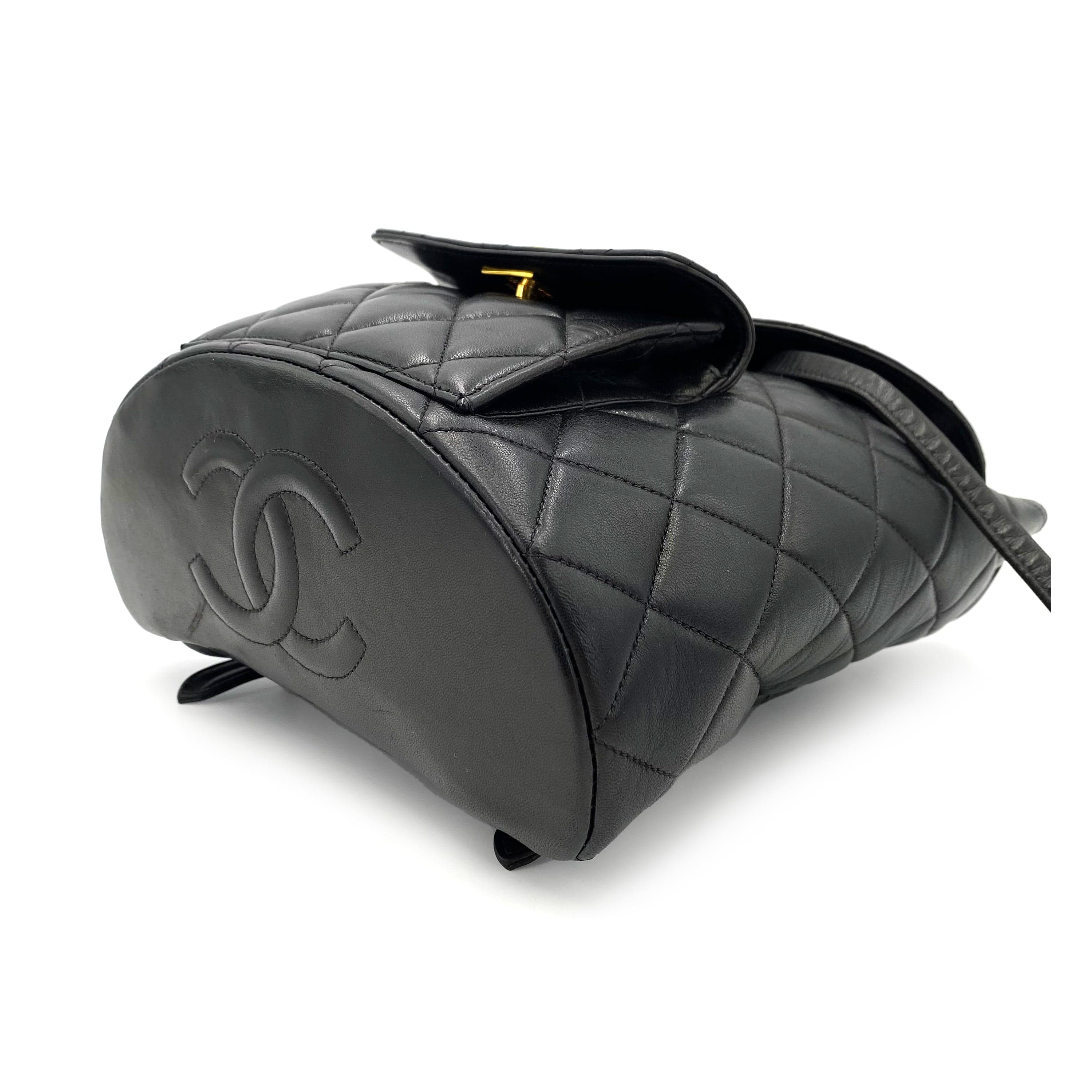 Luxury Promise Japan CHANEL VINTAGE DUMA CHAIN BACKPACK BLACK LAMB SKIN 90238998