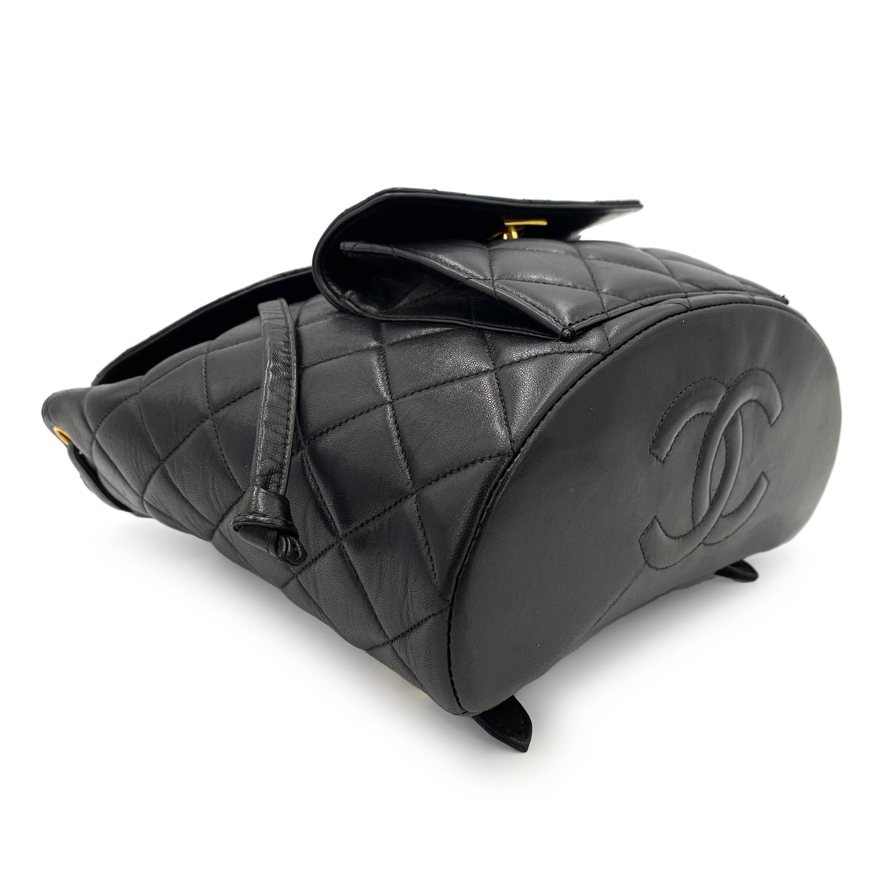 Luxury Promise Japan CHANEL VINTAGE DUMA CHAIN BACKPACK BLACK LAMB SKIN 90238998