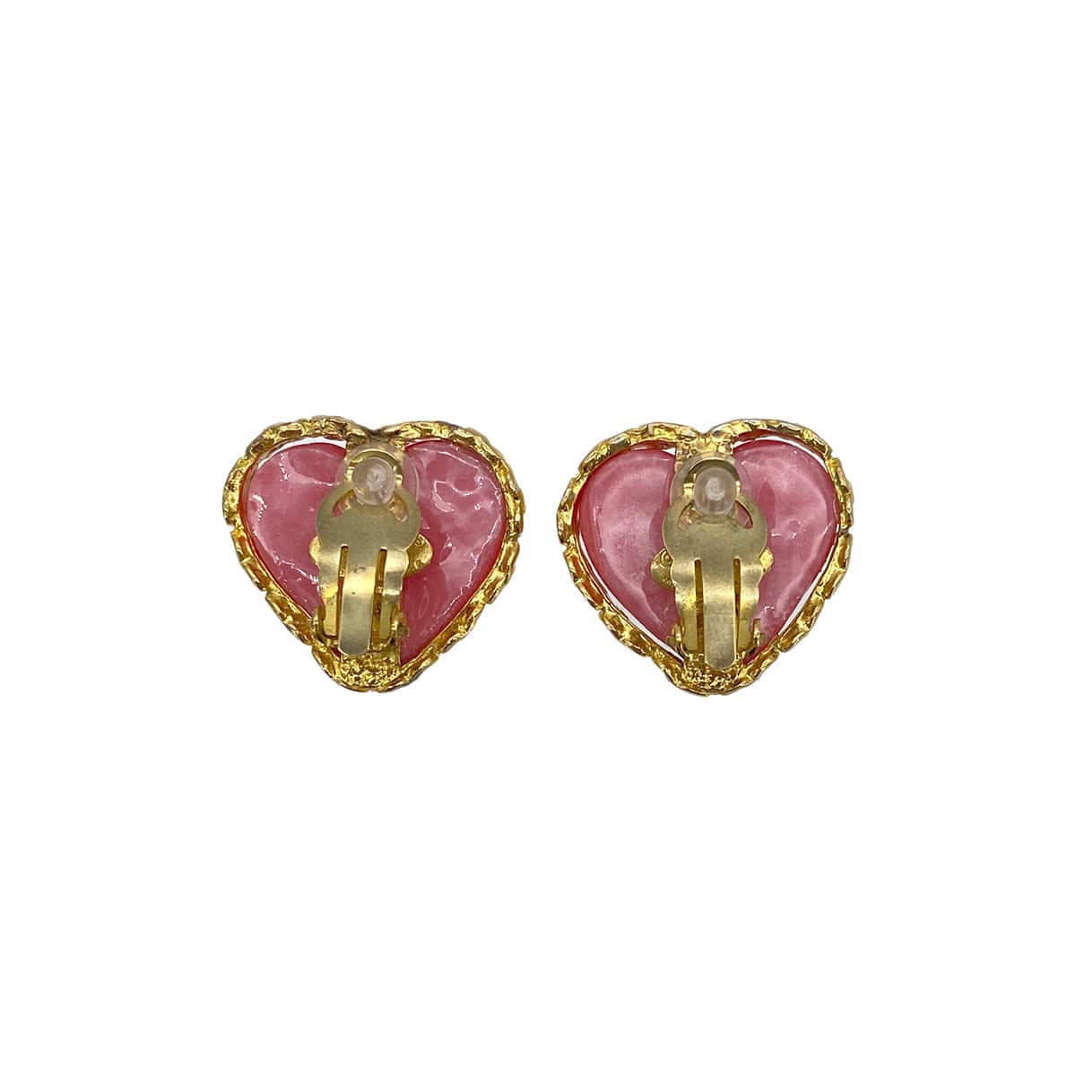 Luxury Promise Japan CHANEL VINTAGE EARRINGS COCOMARK HEART COLOR STONE PINK ACCESSORY 28 90275835