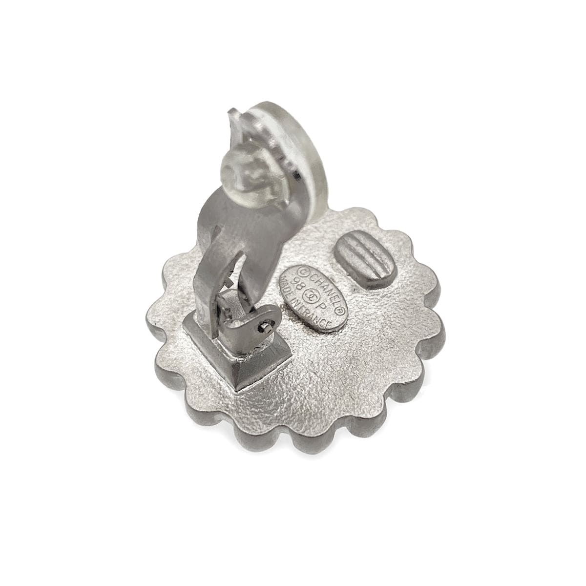 Luxury Promise Japan CHANEL VINTAGE EARRINGS COCOMARK ROUND SILVER ACCESSORY 98P 90271839