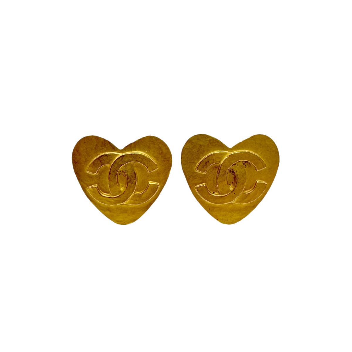 Luxury Promise Japan CHANEL VINTAGE EARRINGS HEART COCOMARK GOLD ACCESSORY 95P 90310271