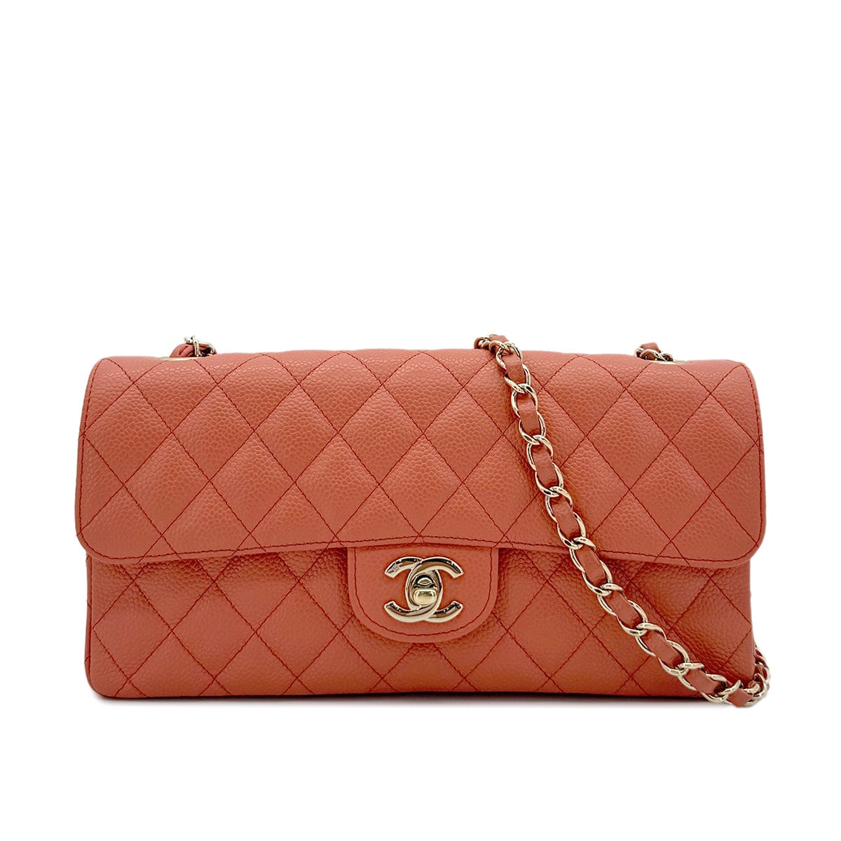 Luxury Promise Japan CHANEL VINTAGE EAST WEST CHAIN SHOULDER BAG ORANGE CAVIAR SKIN 90293302