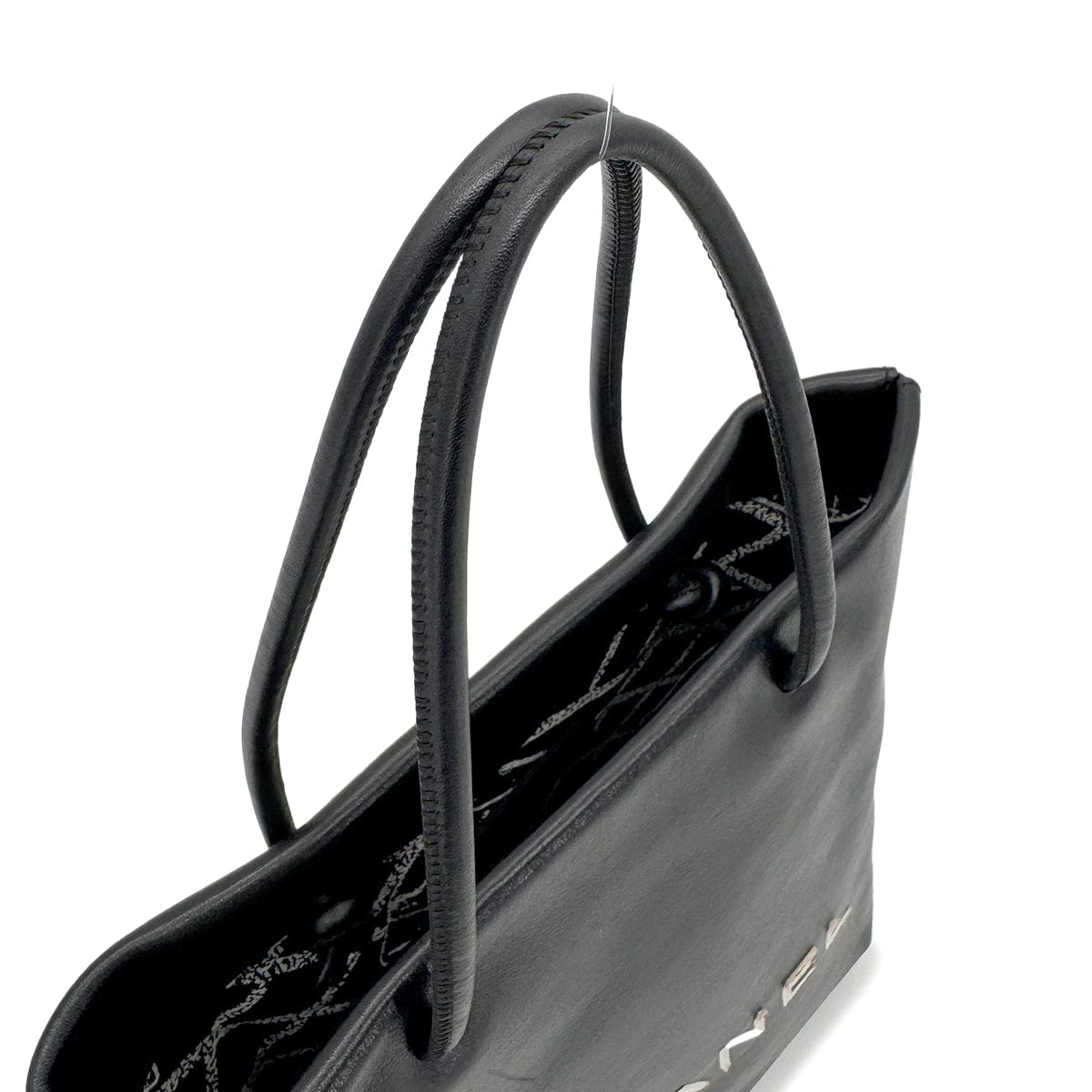 Luxury Promise Japan CHANEL VINTAGE ESSENTIAL TOTE BAG BLACK CALF LEATHER 90272526