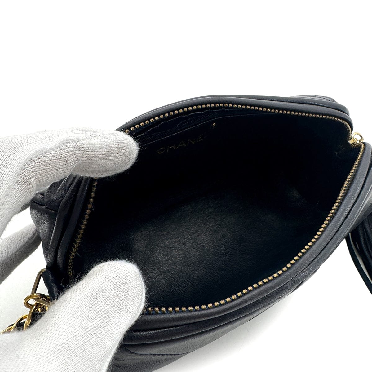 Luxury Promise Japan CHANEL VINTAGE FRINGE SHOULDER BAG NAVY LAMB SKIN 90300005