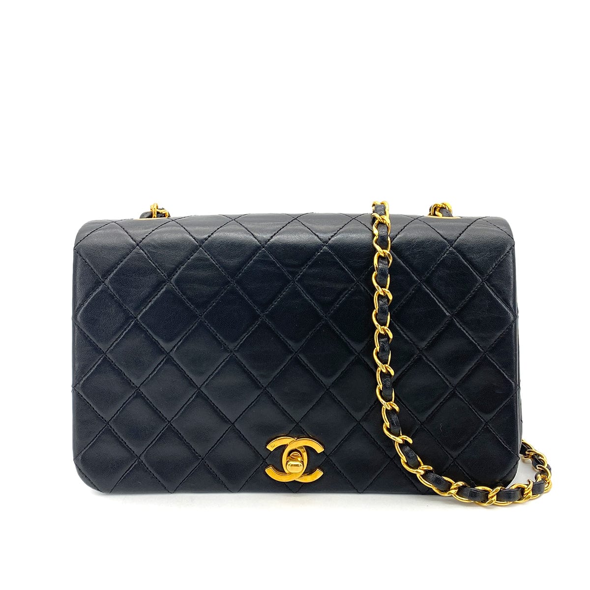 Luxury Promise Japan CHANEL VINTAGE FULL FLAP CHAIN SHOULDER BAG BLACK LAMB SKIN 90256453