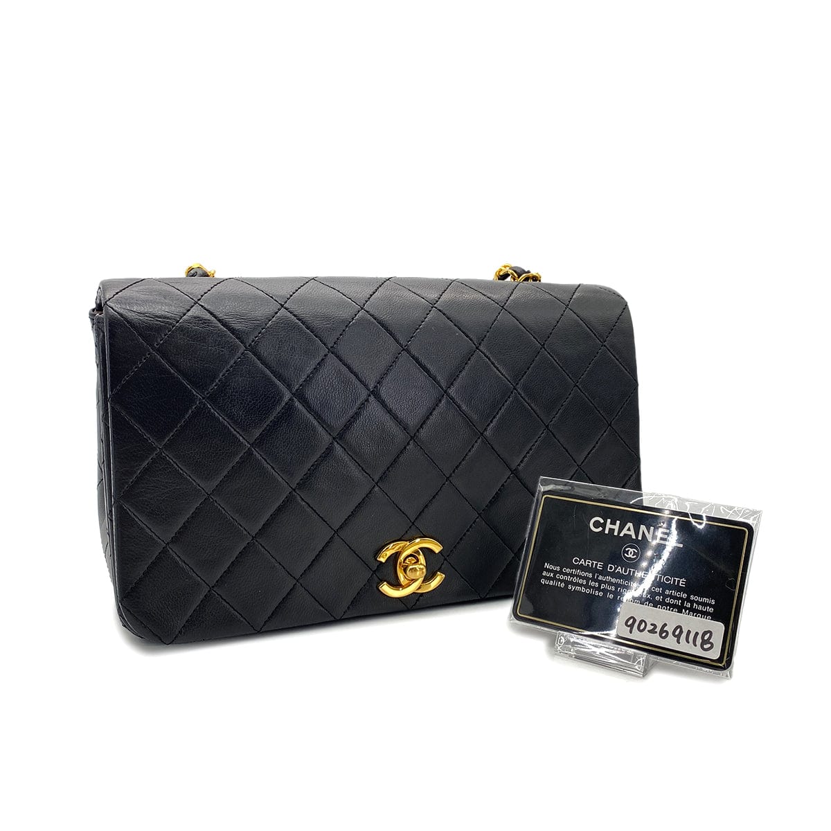 Luxury Promise Japan CHANEL VINTAGE FULL FLAP CHAIN SHOULDER BAG BLACK LAMB SKIN 90269118