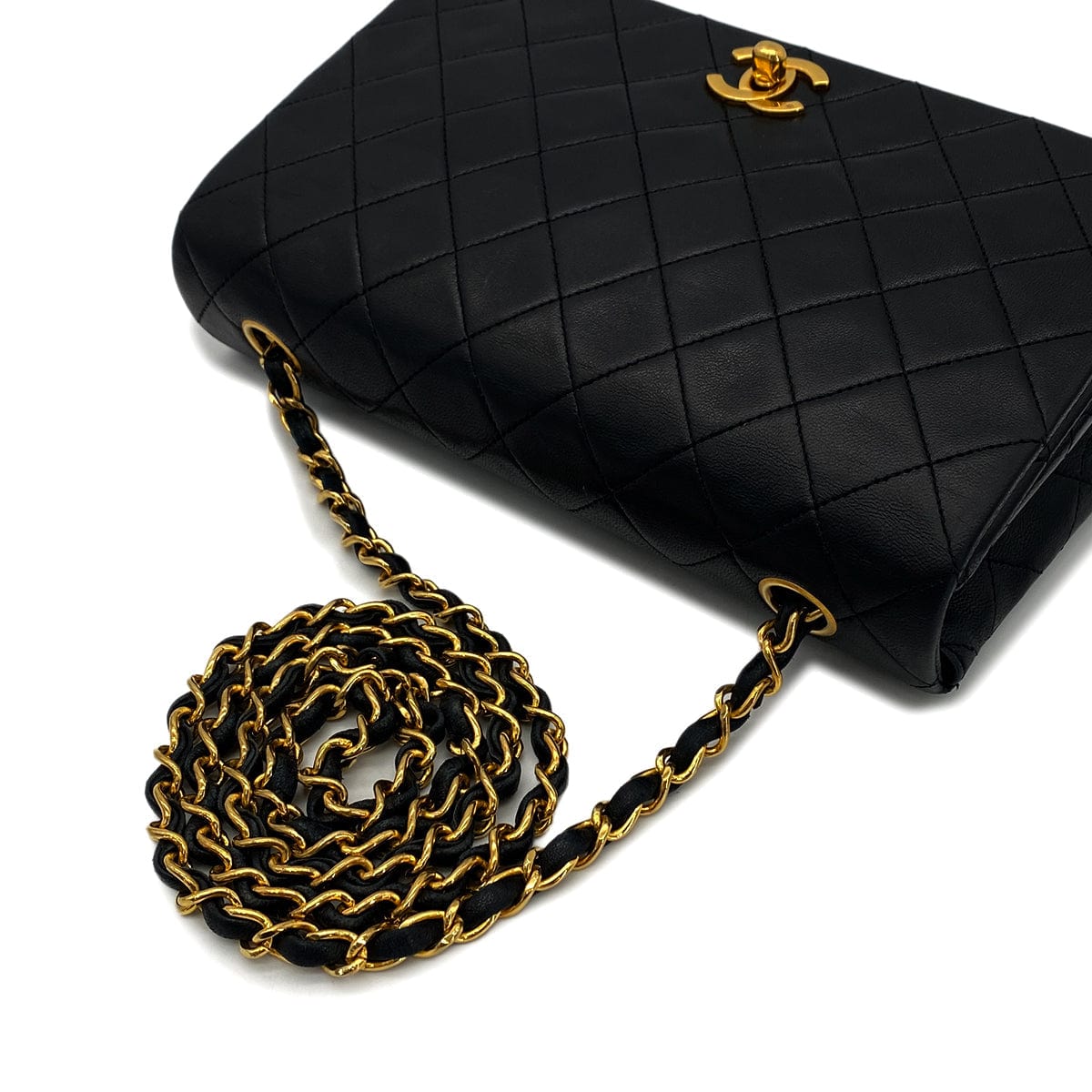 Luxury Promise Japan CHANEL VINTAGE FULL FLAP CHAIN SHOULDER BAG BLACK LAMB SKIN 90287215