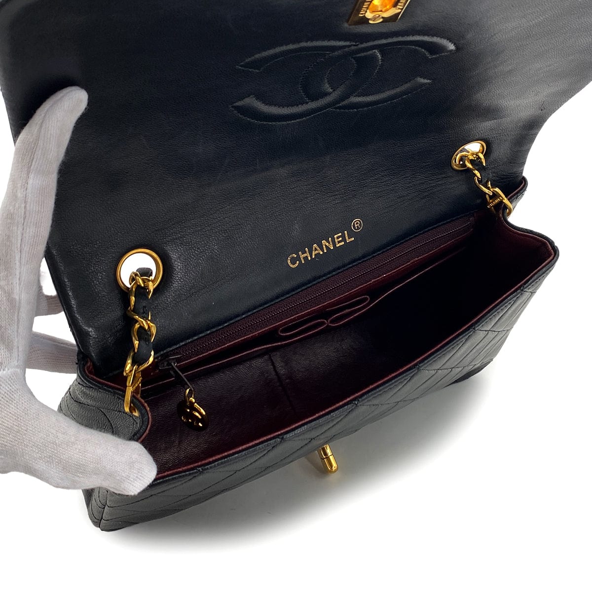 Luxury Promise Japan CHANEL VINTAGE FULL FLAP CHAIN SHOULDER BAG BLACK LAMB SKIN 90287215