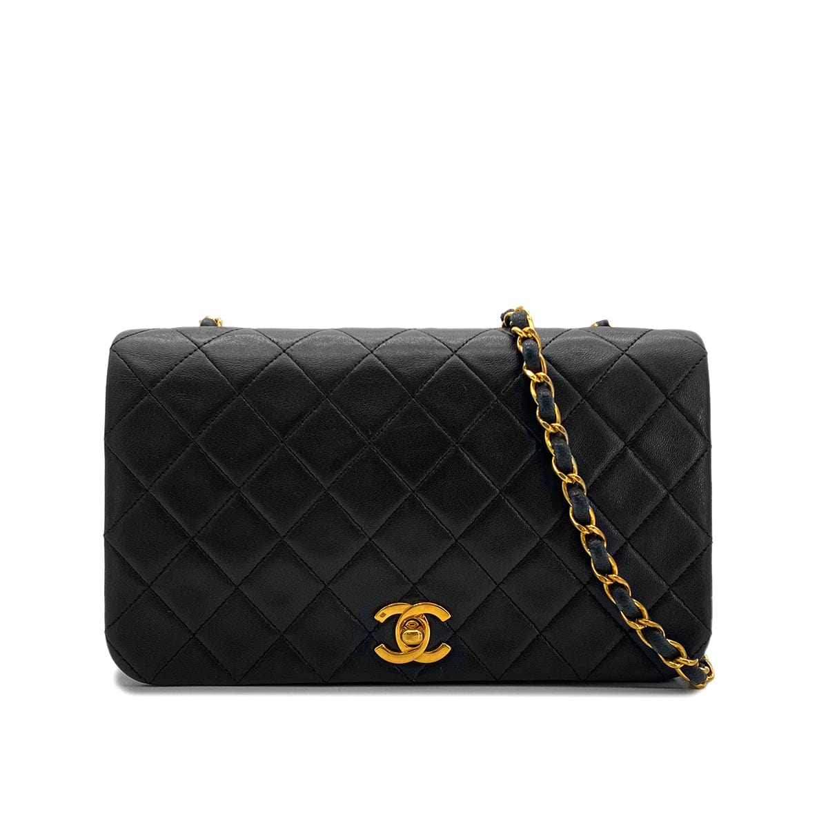 Luxury Promise Japan CHANEL VINTAGE FULL FLAP CHAIN SHOULDER BAG BLACK LAMB SKIN 90287215