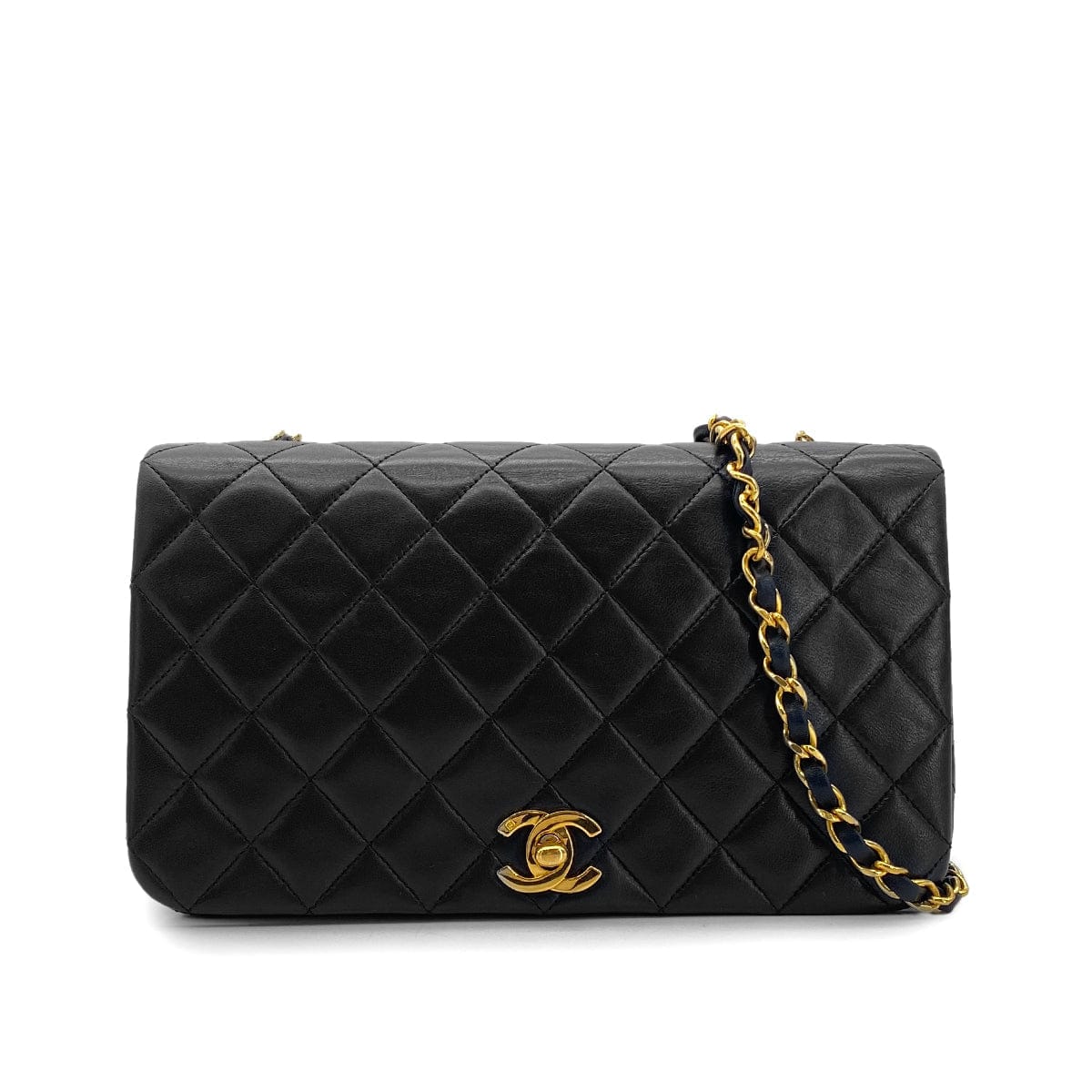 Luxury Promise Japan CHANEL VINTAGE FULL FLAP CHAIN SHOULDER BAG BLACK LAMB SKIN 90301010