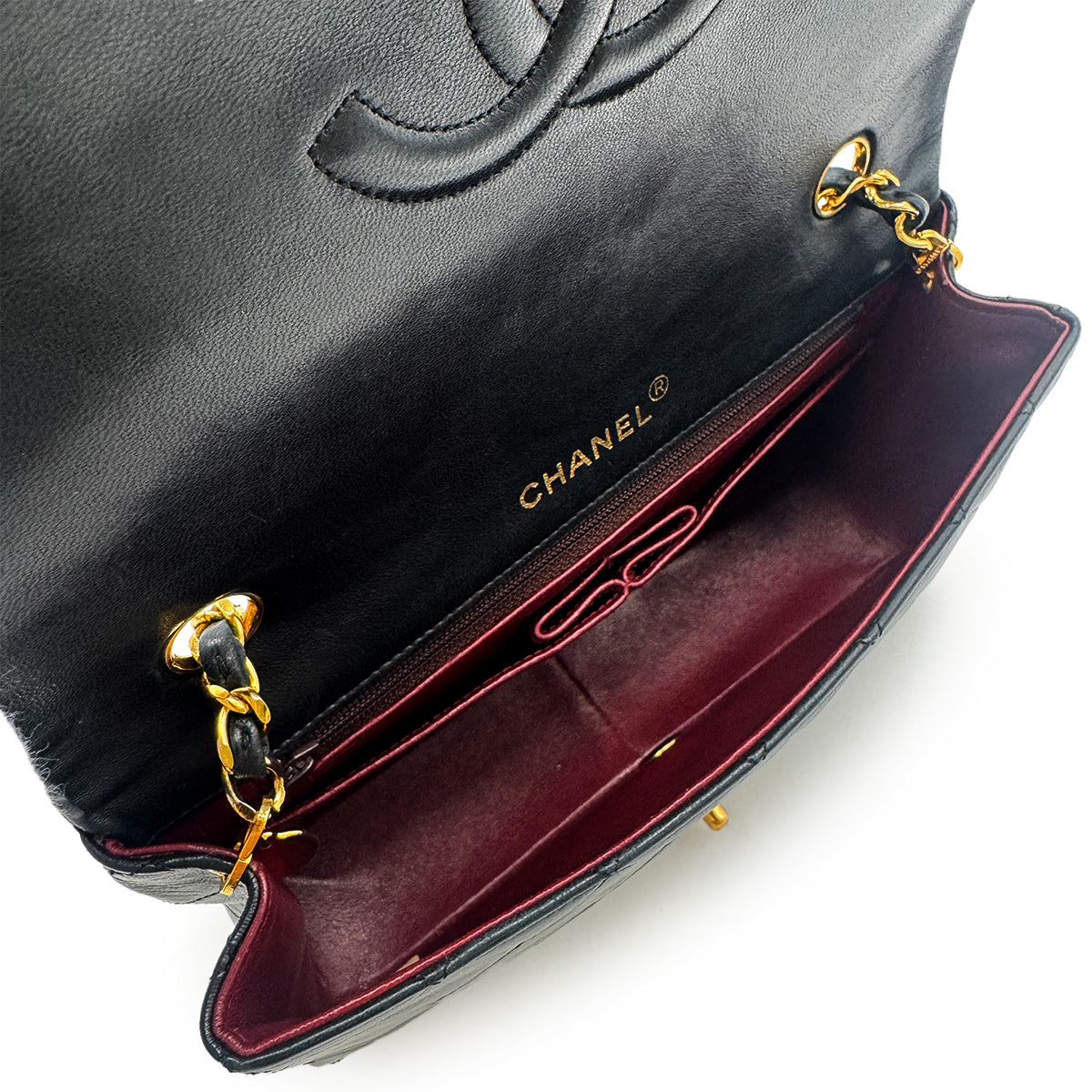 Luxury Promise Japan CHANEL VINTAGE FULL FLAP CHAIN SHOULDER BAG BLACK LAMB SKIN 90302899